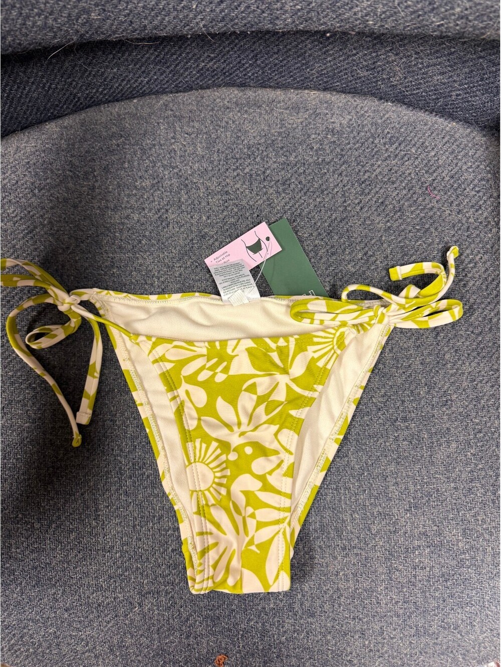 Wild Fable Women's Adjustable Tie Side Green Floral Bikini Bottoms XXS (00)